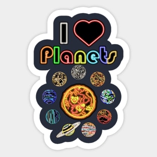 Electric Solar System I Love Planets Sticker